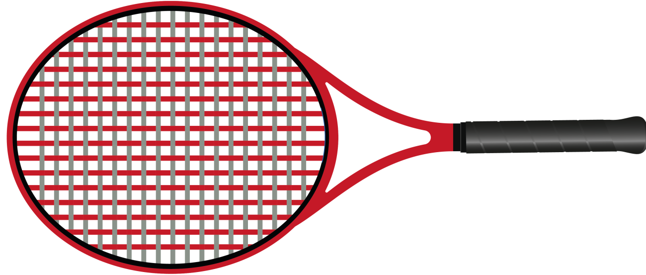 tennisracket met hybride bespanning