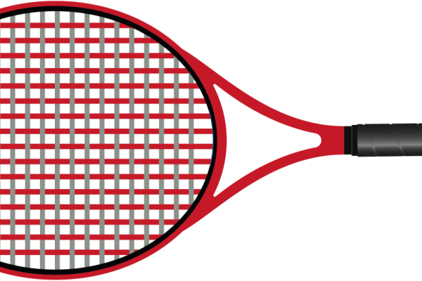 tennisracket met hybride bespanning